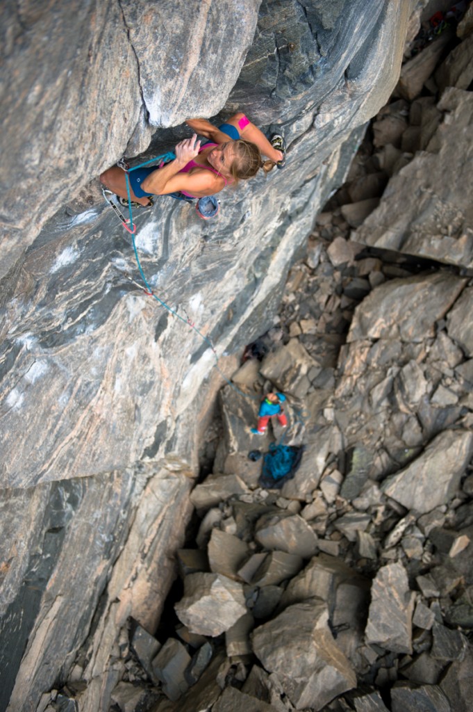 Norway / Flatanger / Line Tveter climbing Eventryblanding 7c © Claudia Ziegler